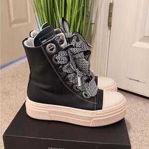 Cristianzerotre Calipso 300 High-Top Platform Sneakers Black & White